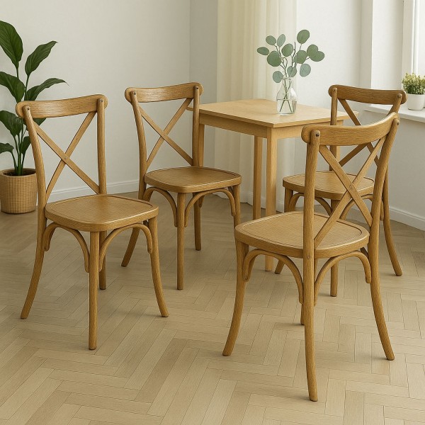 Set Sedie CROSS in KIT in Polipropilene Effetto Legno (Naturale)