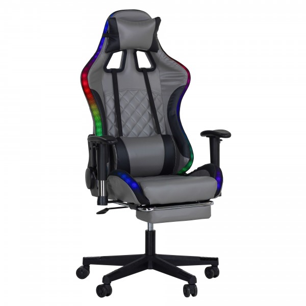 Sedia Gaming REMBOGAME con led Rgb integrati Ergonomica (Grigio)