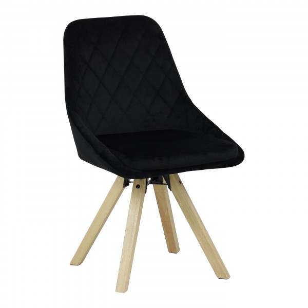 sedia da ufficio girevole in velluto con gambe in legno