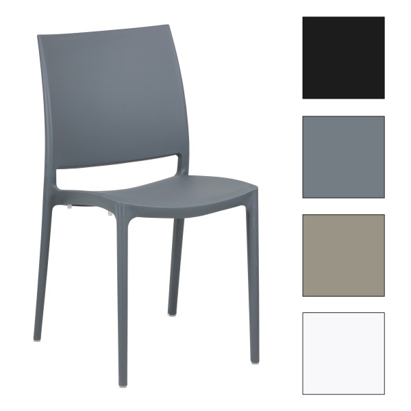 Sedia in Polipropilene Design Impilabile, per interno esterno, colorate Nero, Grigio, Tortora, Bianco. Totò Piccinni - Vista Obliqua