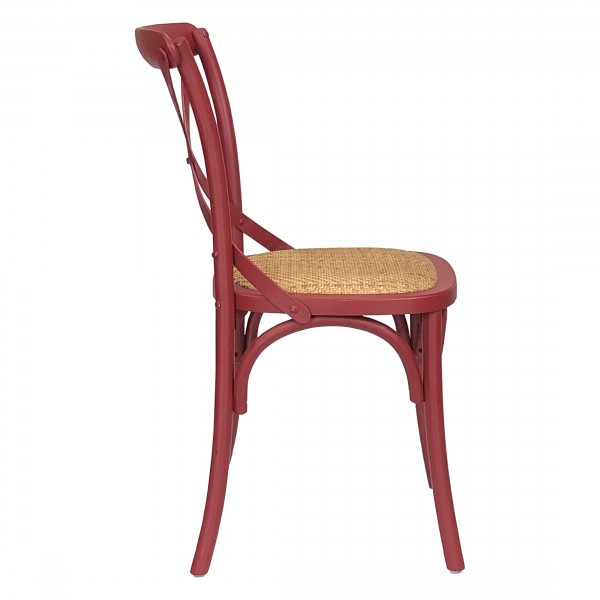 Lato di una sedia legno Cross artigianale colore rosso antico Totò Piccinni