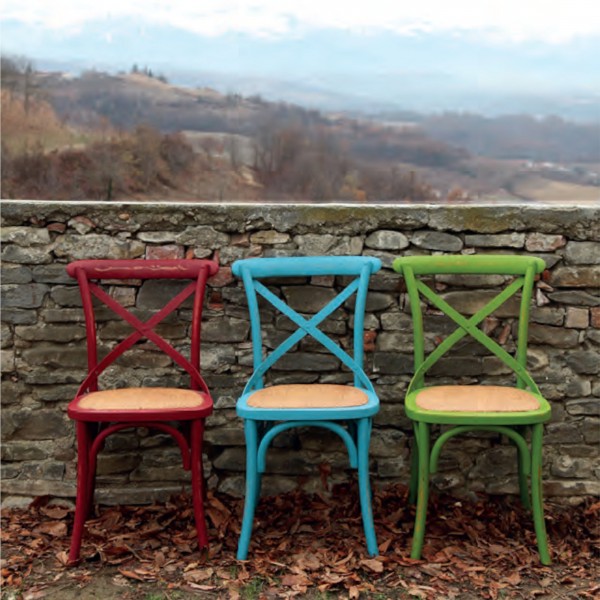 Sedie in legno e rattan artigianale country vintage cross Totò Piccinni