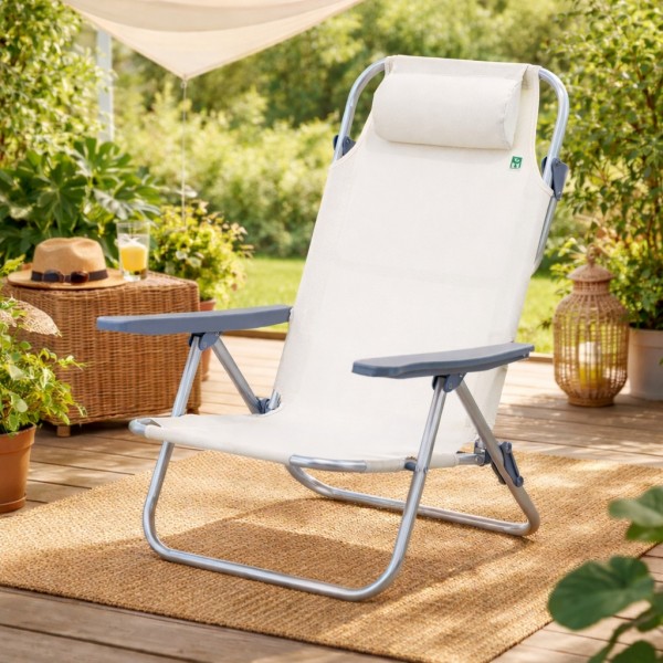 Sdraio Pieghevole Bizzotto Taylor In Alluminio E Textilene Bianco - Per Spiaggia E Camping - Foto 5