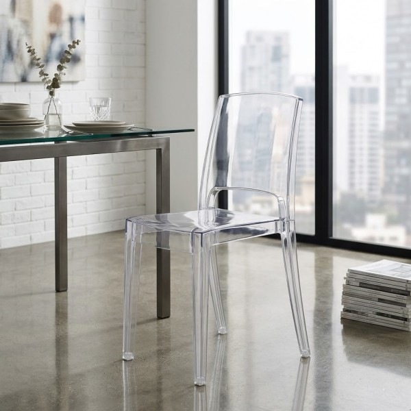sedia trasparente kristal in policarbonato, designo moderno totò piccinni