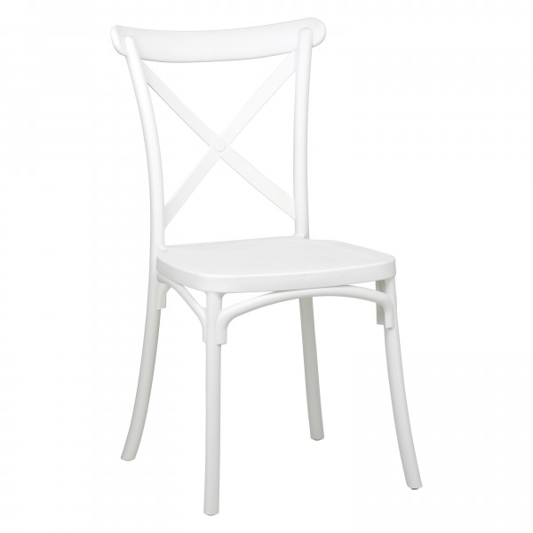 sedia da giardino in plastica impilabile vista diagonale 