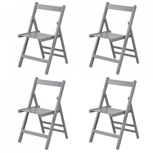 Set SEDIE Pieghevoli Legno di Alta qualità, Salvaspazio (Grigio)
