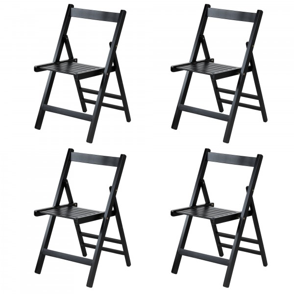 Set SEDIE Pieghevoli Legno di Alta qualità, Salvaspazio (Nero)