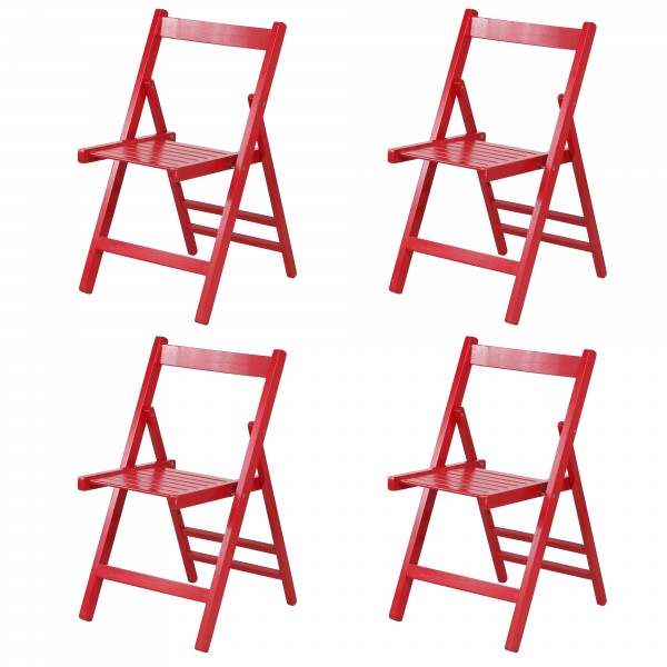 Set SEDIE Pieghevoli Legno di Alta qualità, Salvaspazio (Rosso)