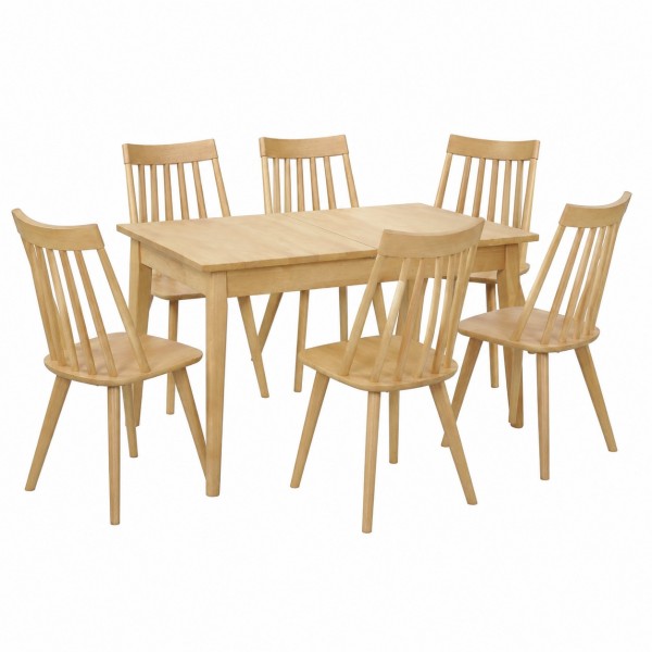 Vista ambientata Set pranzo in legno massello tavolo maddalena 120/155 e 6 sedie basento Totò Piccinni