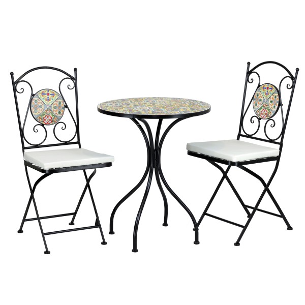 set da giardino tavolo e 2 sedie struttura in metallo