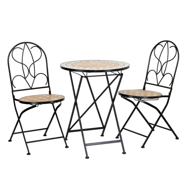 set da giardino tavolo e 2 sedie struttura in metallo