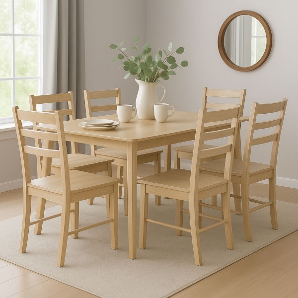 set tavolo in legno allungabile ester 120/160 con 6 sedie in legno petra rovere naturale 