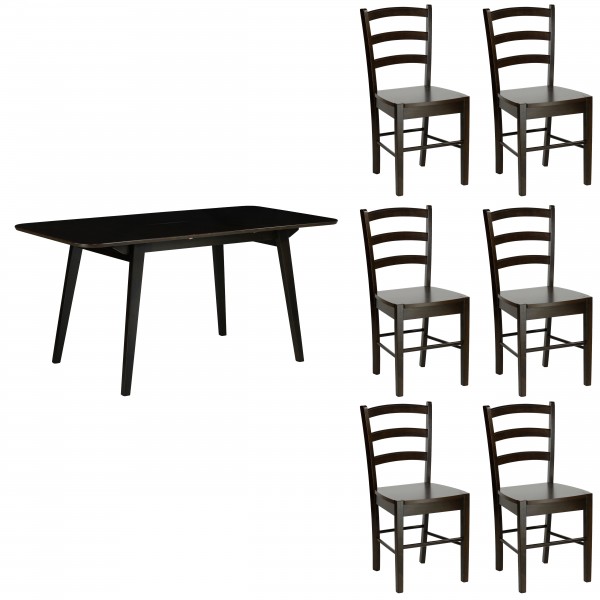 Set In Legno Tavolo ESTER 120/160 Con Sedie VENETA (Wengé)