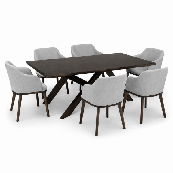 Set da pranzo in legno massello con tavolo Etna 180 cm e poltroncine Tevere Totò Piccinni