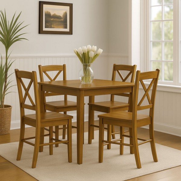 set tavolo in legno teo 75 e 4 sedie in legno kit creta  noce