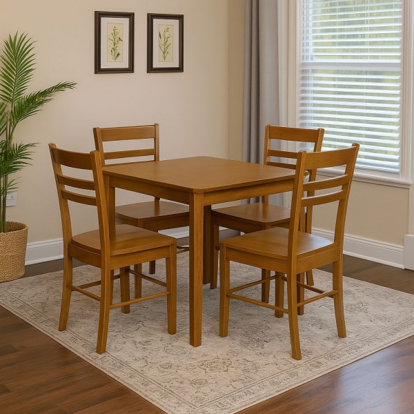 set tavolo in legno teo 75 con 4 sedie in legno petra noce