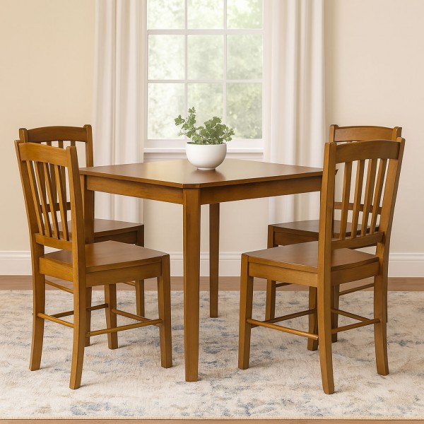set tavolo in legno teo 75 con 4 sedie in legno silvia noce