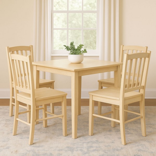 set tavolo in legno teo 75 con 4 sedie in legno silvia rovere naturale 