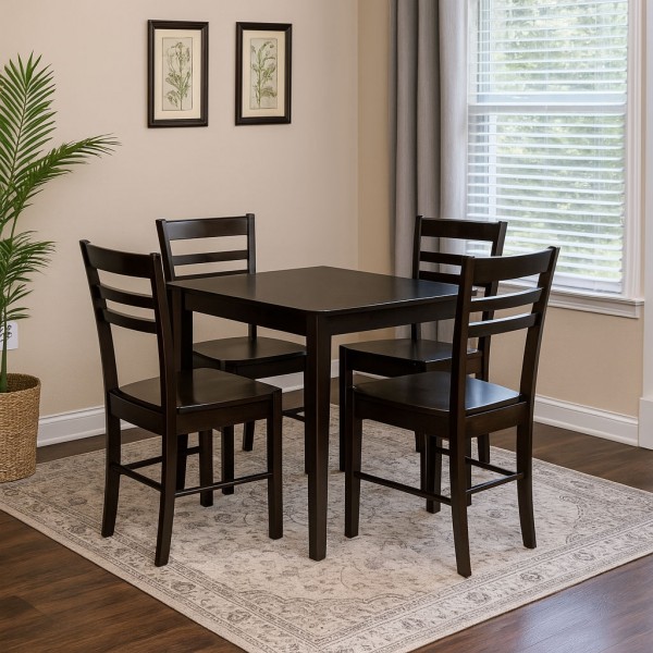 set tavolo in legno teo 75 con 4 sedie in legno petra wengé