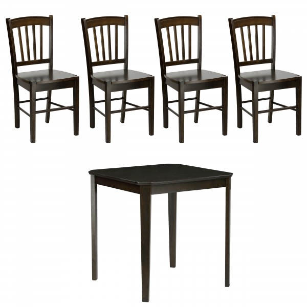 set tavolo in legno teo 75 con 4 sedie in legno silvia wengé