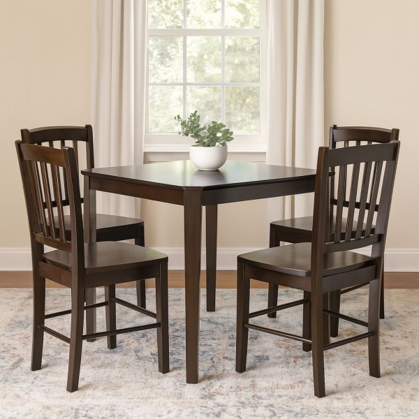 set tavolo in legno teo 75 con 4 sedie in legno silvia wengé