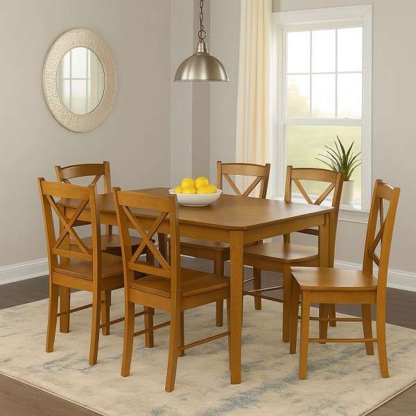 set tavolo in legno teo 110 e 6 sedie creta noce