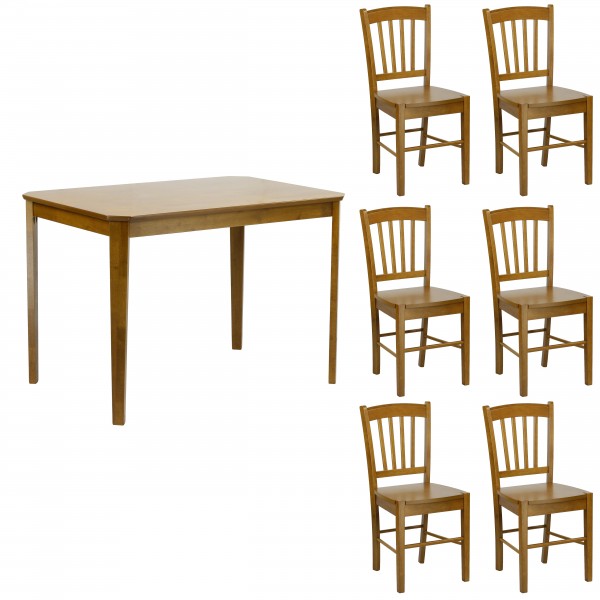 Set tavolo in legno teo 110 con 6 sedie in legno silvia noce