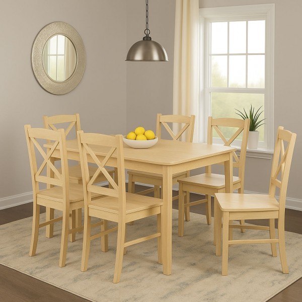 set tavolo in legno teo 110 e 6 sedie creta rovere naturale