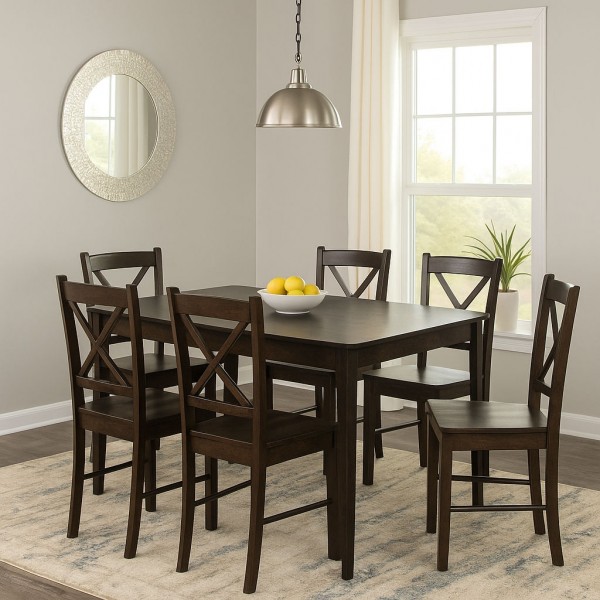 set tavolo in legno teo 110 e 6 sedie creta wengè