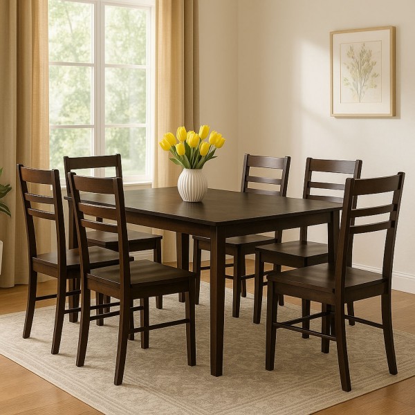 set tavolo in legno teo 110 con 6 sedie petra  wengé