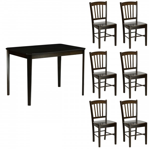 Set tavolo in legno teo 110 con 6 sedie in legno silvia wengé
