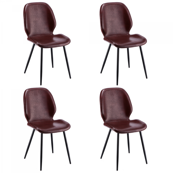 Set 4 pezzi sedia in similpelle colore marrone modello Fair Totò Piccinni