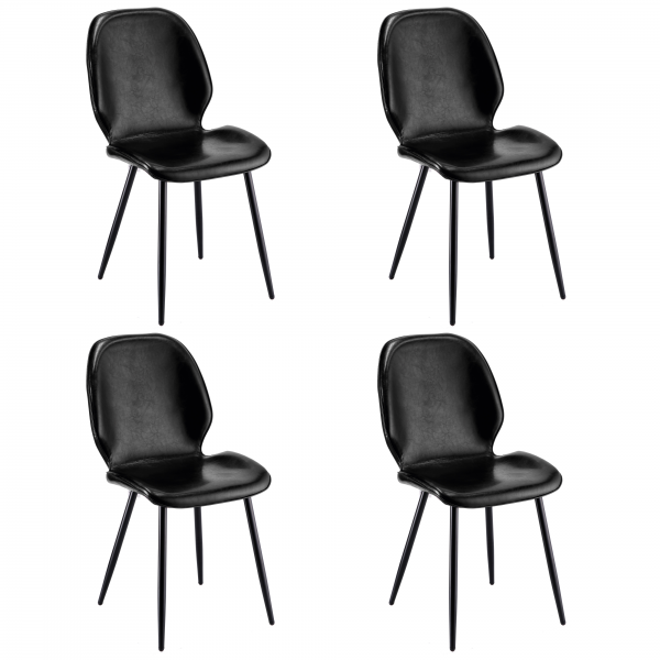 Set 4 pezzi sedia in similpelle colore nero modello Fair Totò Piccinni