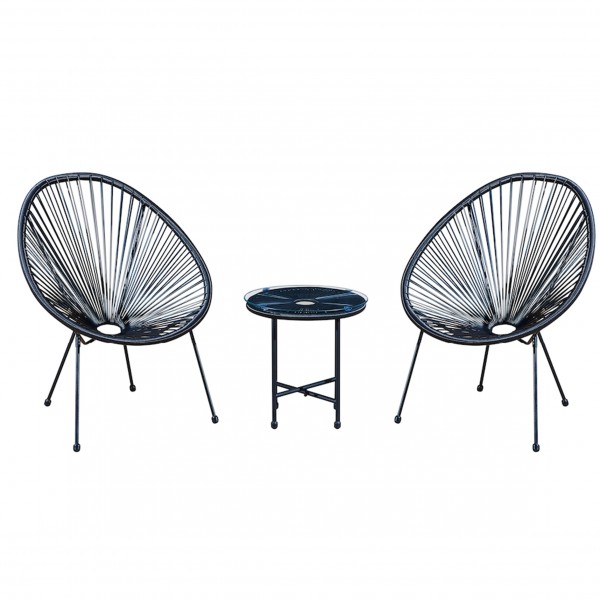 set pavone e tavolino con corde intrecciato 