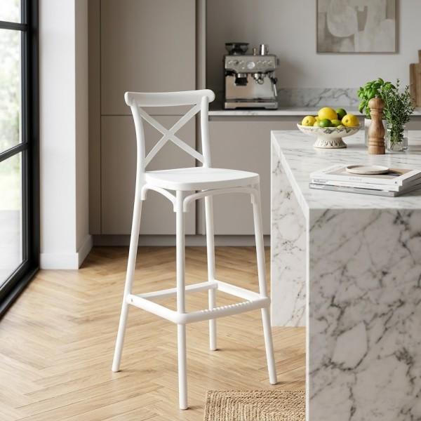 Sgabello Bar Cross in Polipropilene con Schinale Incrociato Totò Piccinni