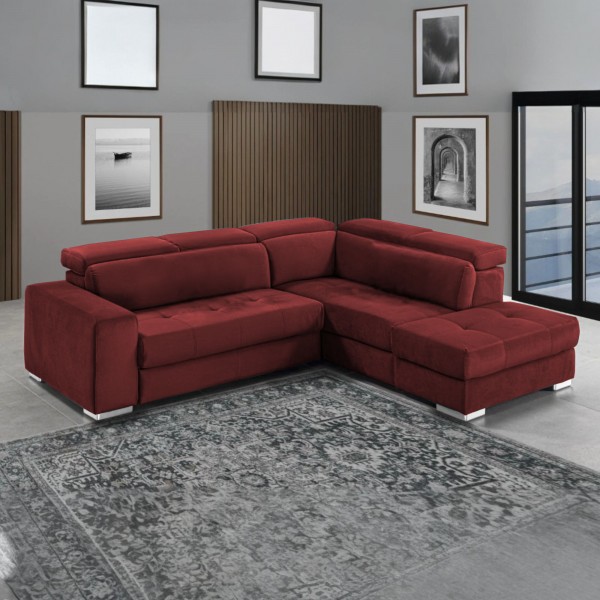 DOMO. Collection Divano Angolare Puno Letto Piccolo A L – 233x142x84 Cm, Grigio, Con Funzione Relax E Schienale Rivestito In Tessuto - 2