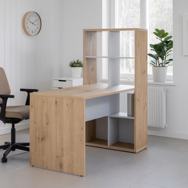 Specifica colore Scrivania con libreria in legno colore Rovere Artisan con 8 vani modello Aura Totò Piccinni