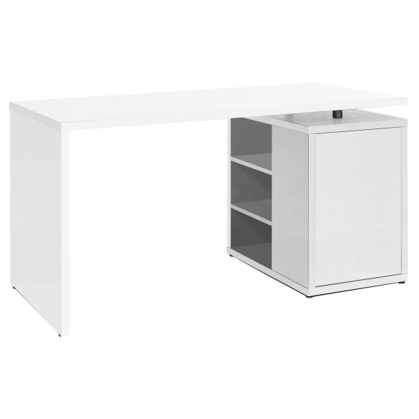 Vista diagonale Scrivania in legno con 1 anta e 3 vani colore "bianco" modello Sydney Totò Piccinni