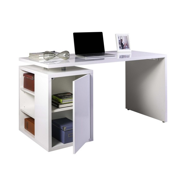 Scrivania in legno con 1 anta e 3 vani colore "bianco" modello Sydney Totò Piccinni