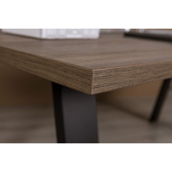 Dettaglio Scrivania per cameretta in legno colore "Noce Brera/Nero Chalet" 3 cassetti e 2 vani modello Bali Totò Piccinni