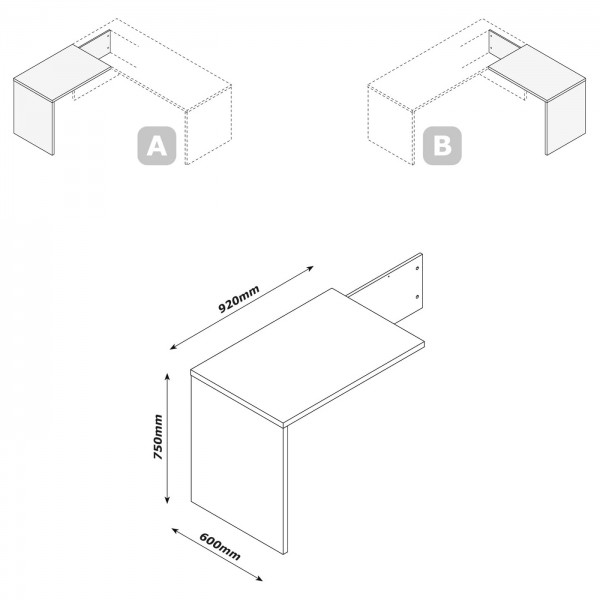 Specifica dimensioni Allungo scrivania in legno colore Noce Brera modello Bali Totò Piccinni