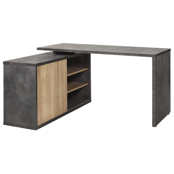 Scrivania angolare moderna in legno colore "Rovere/Cemento" modello Sydney Totò Piccinni