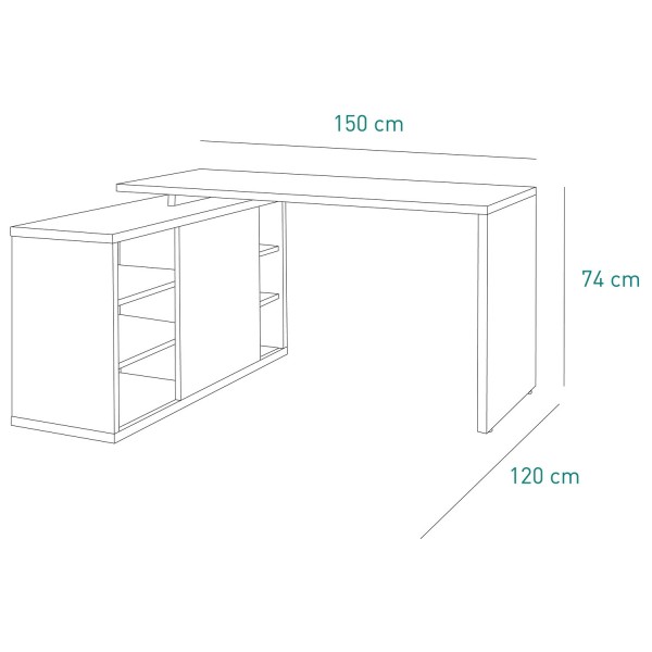 Specifica dimensioni Scrivania angolare  in legno colore "Rovere/Cemento" modello Sydney Totò Piccinni