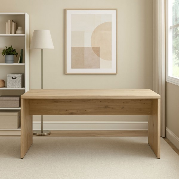 Vista ambientata Scrivania da ufficio in legno colore Rovere Artisan modello Alba Totò Piccinni