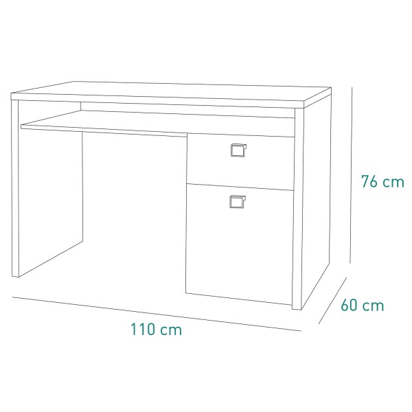 Specifica dimensioni Scrivania colore "Rovere Miele/Bianco Laccato" 1 cassetto, 1 vano e 1 anta modello Orbita Totò Piccinni