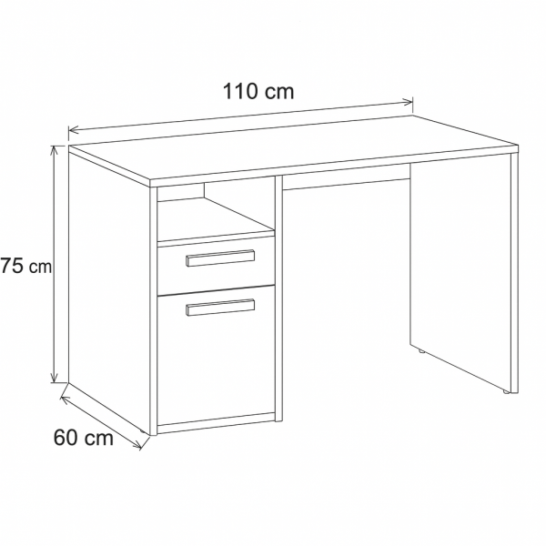 Specifica dimensioni Scrivania da ufficio in legno colore "Cannettato/Cashmere" con 1 vano e 1 anta modello Zefiro Totò Piccinni