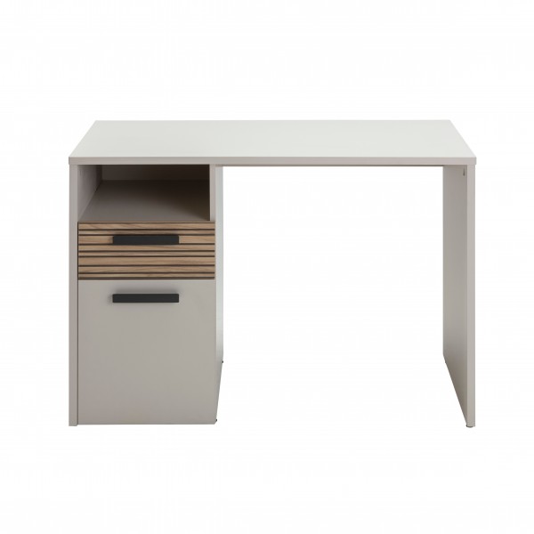 Vista frontale Scrivania per computer  in legno colore "Cannettato/Cashmere" con 1 vano e 1 anta modello Zefiro Totò Piccinni