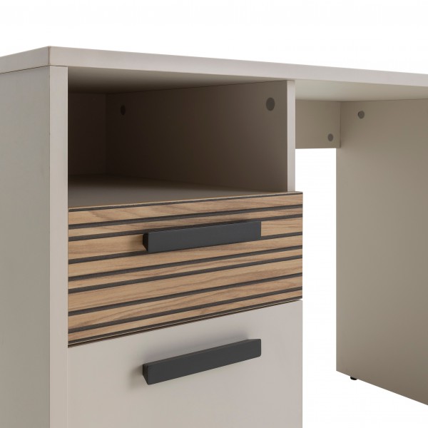 Dettaglio Scrivania da lavoro in legno colore "Cannettato/Cashmere" con 1 vano e 1 anta modello Zefiro Totò Piccinni