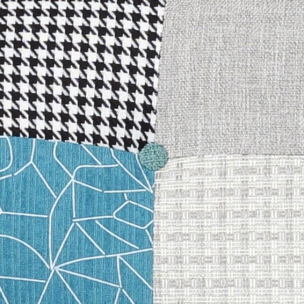 Specifica colore Divano 2 posti in tessuto con piedini in legno naturale colore "patchwork" modello Trikola Totò Piccinni