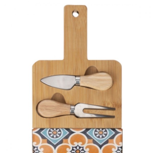 Tagliere In Bambù E Ceramica Valladolid - 29,5x15cm - Con Appendino E Decorazione - Foto 8